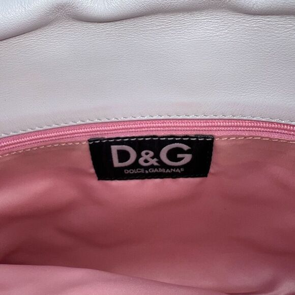 Dolce and Gabbana Lambskin Baby Pink and White Double Pocket Shoulder Bag - Picture 12 of 16